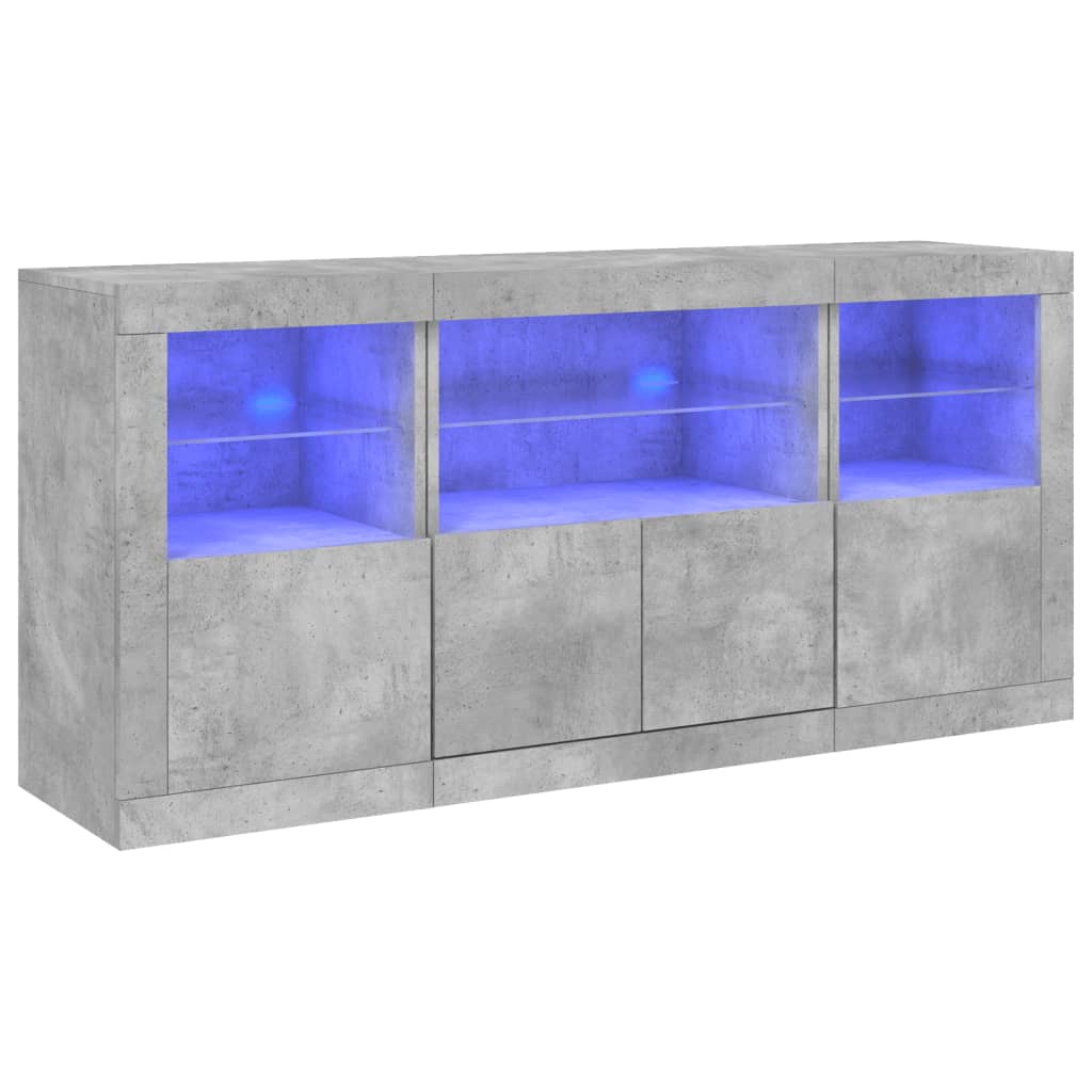 Image Buffet avec lumières LED gris béton 142,5x37x67 cm | Xios Store SNC vidaXL Xios Store SNC