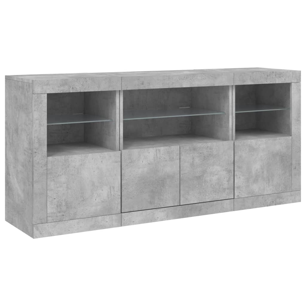 Image Buffet avec lumières LED gris béton 142,5x37x67 cm | Xios Store SNC vidaXL Xios Store SNC