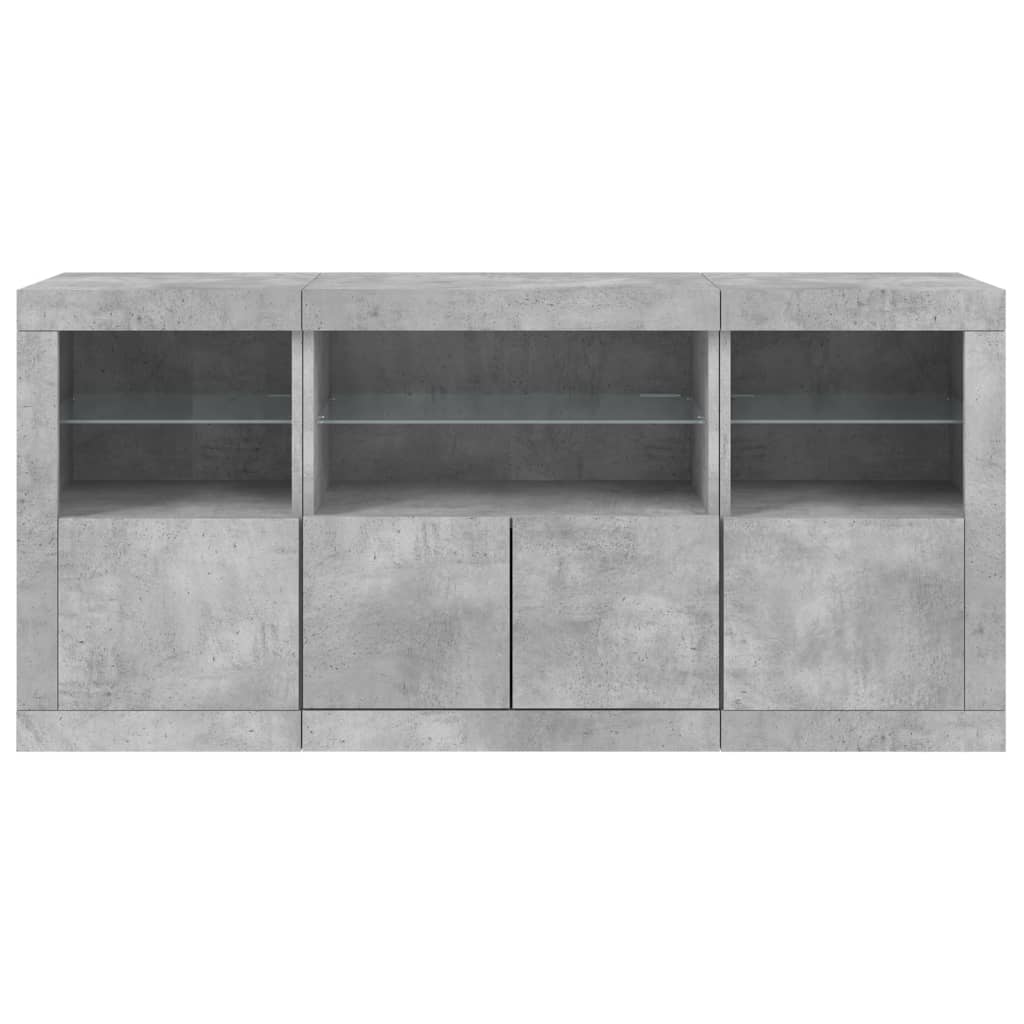 Image Buffet avec lumières LED gris béton 142,5x37x67 cm | Xios Store SNC vidaXL Xios Store SNC