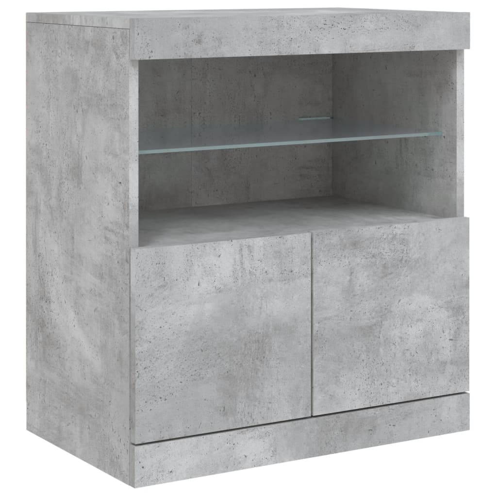 Image Buffet avec lumières LED gris béton 142,5x37x67 cm | Xios Store SNC vidaXL Xios Store SNC