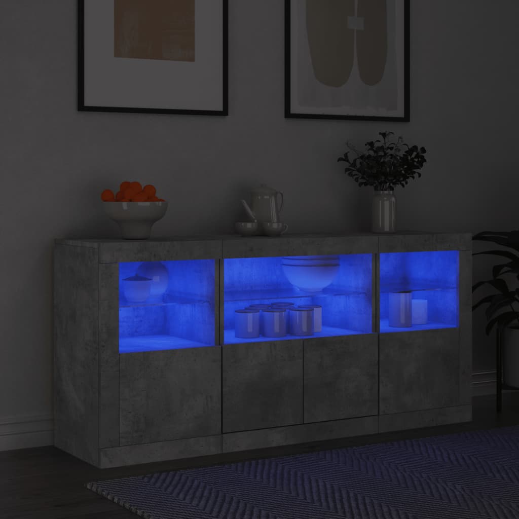 Image Buffet avec lumières LED gris béton 142,5x37x67 cm | Xios Store SNC vidaXL Xios Store SNC