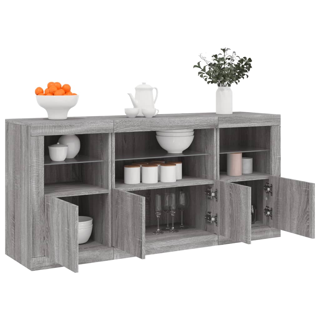 Image Buffet avec lumières LED sonoma gris 142,5x37x67 cm | Xios Store SNC vidaXL Xios Store SNC