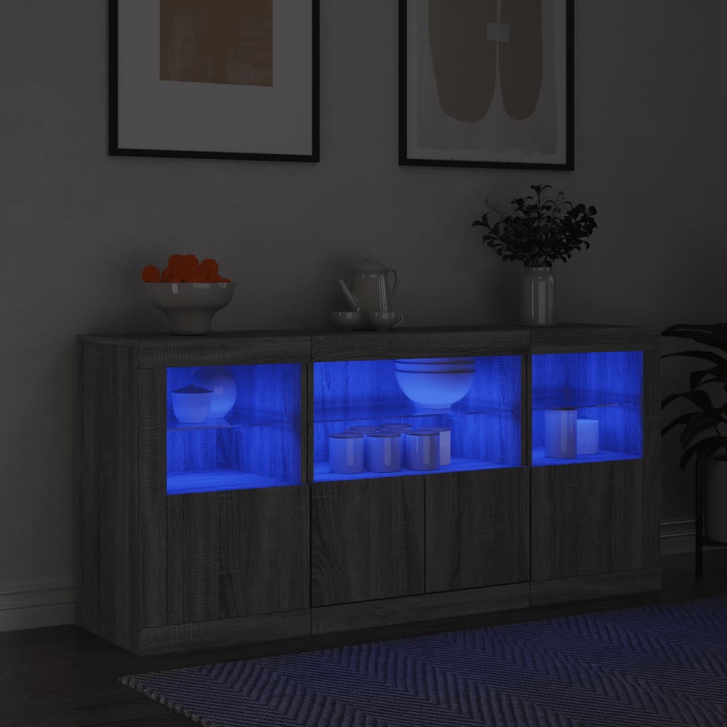 Image Buffet avec lumières LED sonoma gris 142,5x37x67 cm | Xios Store SNC vidaXL Xios Store SNC