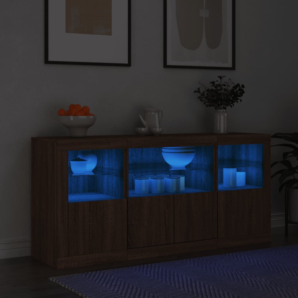 Image Buffet avec lumières LED chêne marron 142,5x37x67 cm | Xios Store SNC vidaXL Xios Store SNC