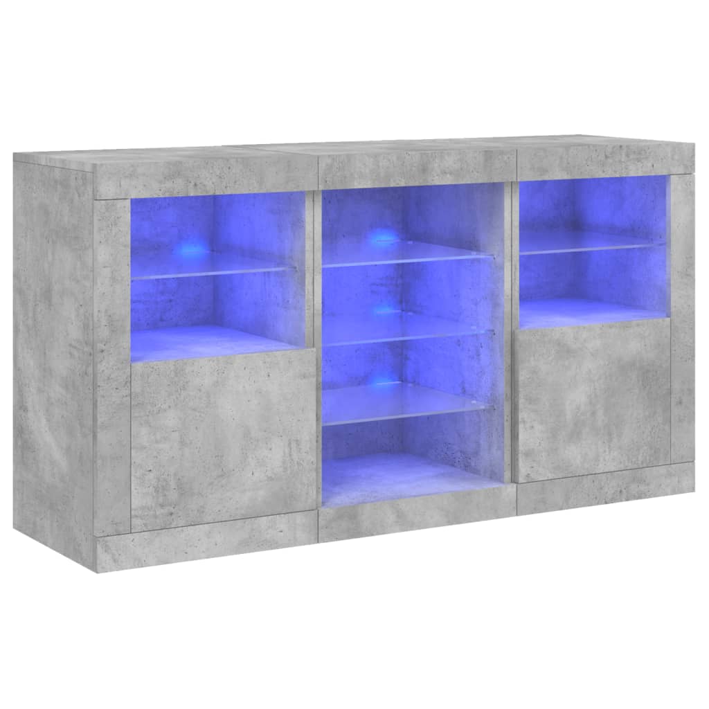 Image Buffet avec lumières LED gris béton 123x37x67 cm | Xios Store SNC vidaXL Xios Store SNC