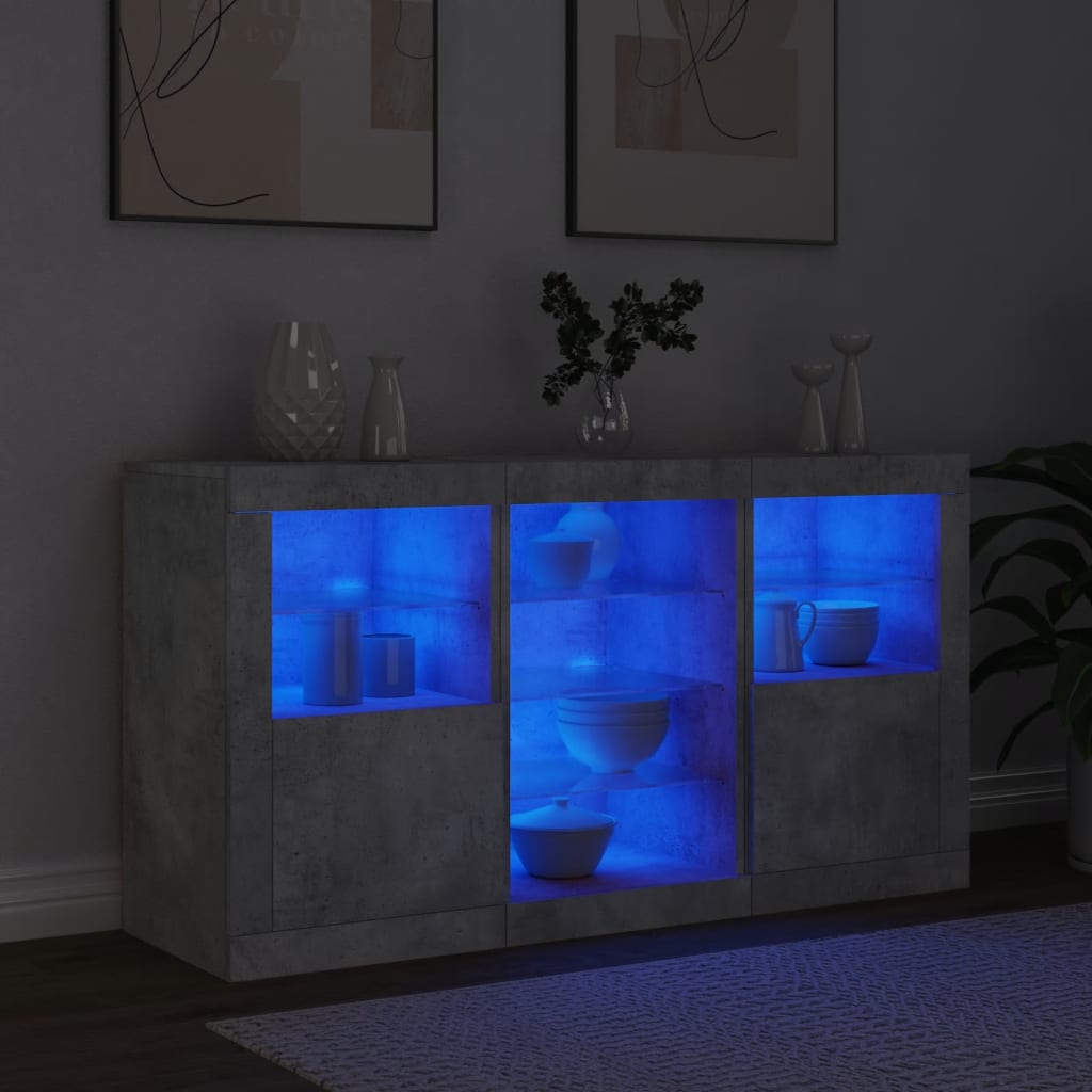 Image Buffet avec lumières LED gris béton 123x37x67 cm | Xios Store SNC vidaXL Xios Store SNC