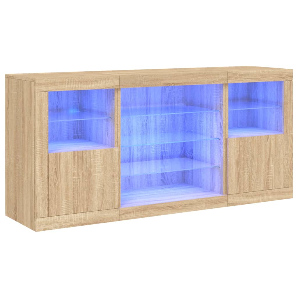 Image Buffet avec lumières LED chêne sonoma 142,5x37x67 cm | Xios Store SNC vidaXL Xios Store SNC