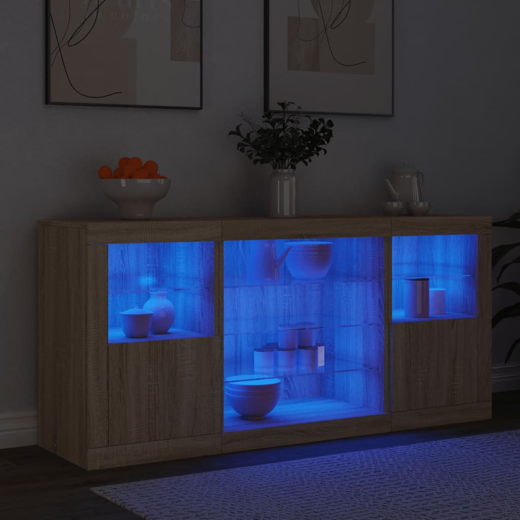 Image Buffet avec lumières LED chêne sonoma 142,5x37x67 cm | Xios Store SNC vidaXL Xios Store SNC