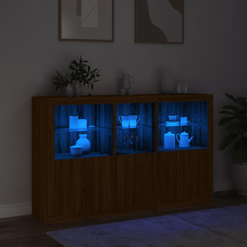 Image Buffet avec lumières LED chêne marron 162x37x100 cm | Xios Store SNC vidaXL Xios Store SNC