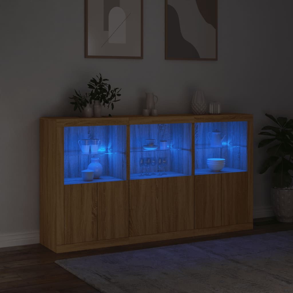 Image Buffet avec lumières LED chêne sonoma 181,5x37x100 cm | Xios Store SNC vidaXL Xios Store SNC