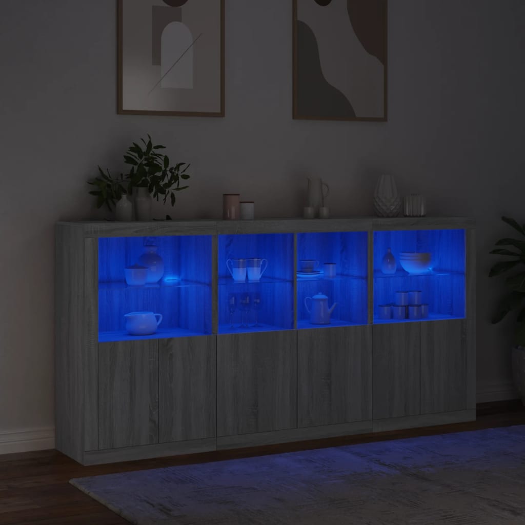 Image Buffet avec lumières LED sonoma gris 202x37x100 cm | Xios Store SNC vidaXL Xios Store SNC