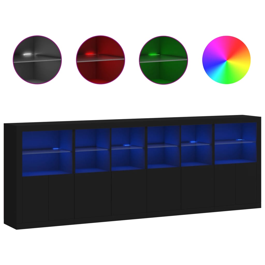 Image Buffet avec lumières LED noir 283x37x100 cm | Xios Store SNC vidaXL Xios Store SNC