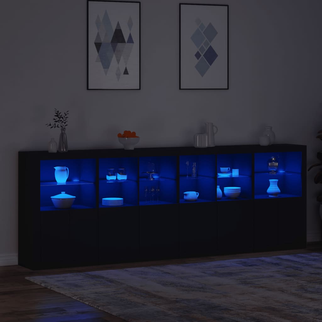 Image Buffet avec lumières LED noir 283x37x100 cm | Xios Store SNC vidaXL Xios Store SNC