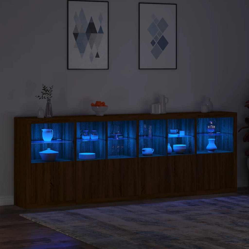 Image Buffet avec lumières LED chêne marron 283x37x100 cm | Xios Store SNC vidaXL Xios Store SNC