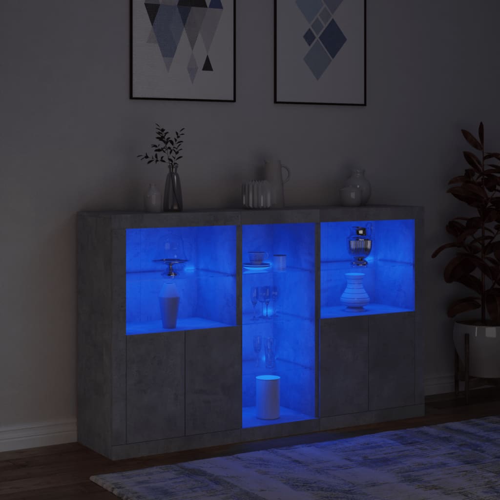 Image Buffet avec lumières LED gris béton 162x37x100 cm | Xios Store SNC vidaXL Xios Store SNC