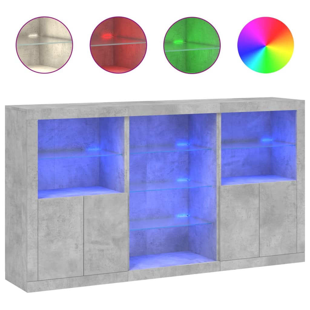 Image Buffet avec lumières LED gris béton 181,5x37x100 cm | Xios Store SNC vidaXL Xios Store SNC