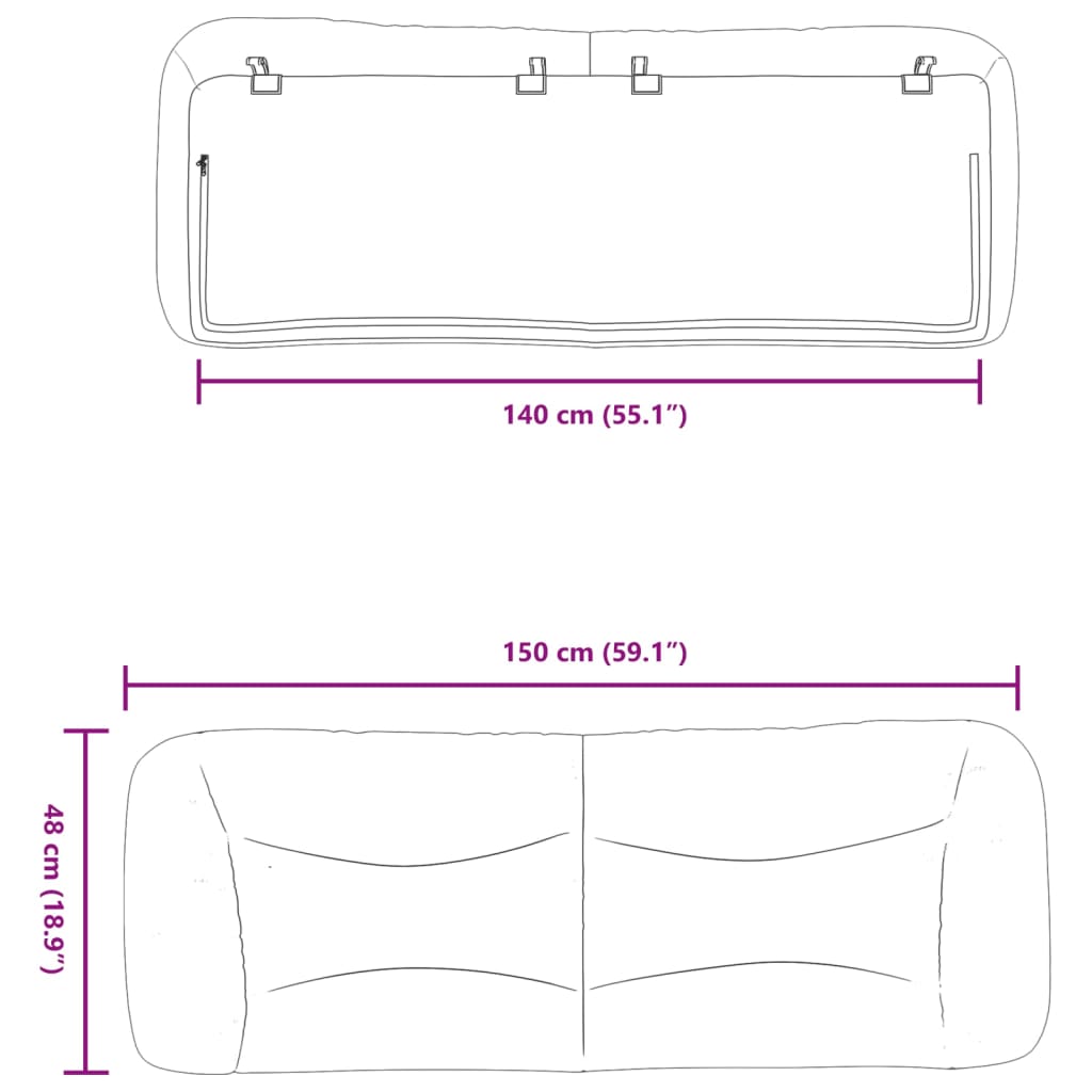 Coussin de tête de lit blanc 140 cm similicuir Têtes et pieds de lit vidaXL   