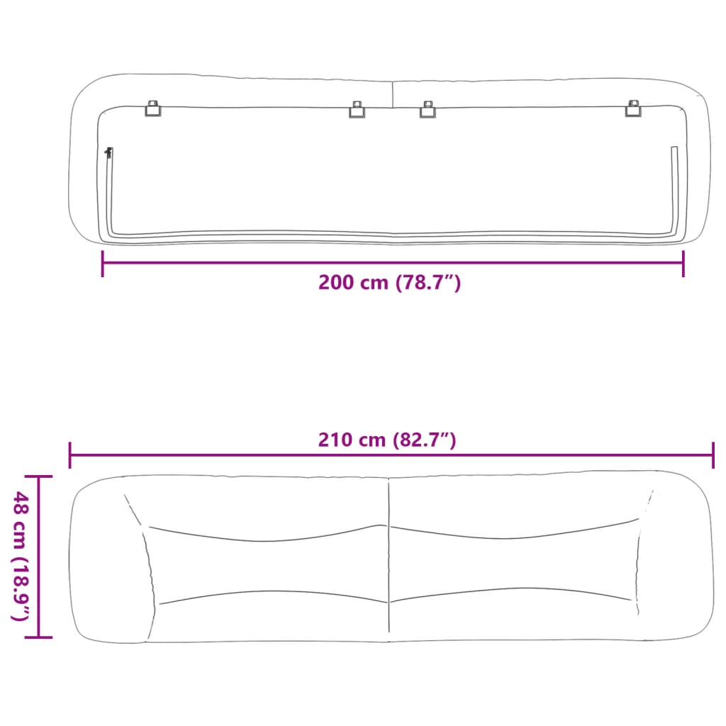 Coussin de tête de lit crème 200 cm tissu Têtes et pieds de lit vidaXL   