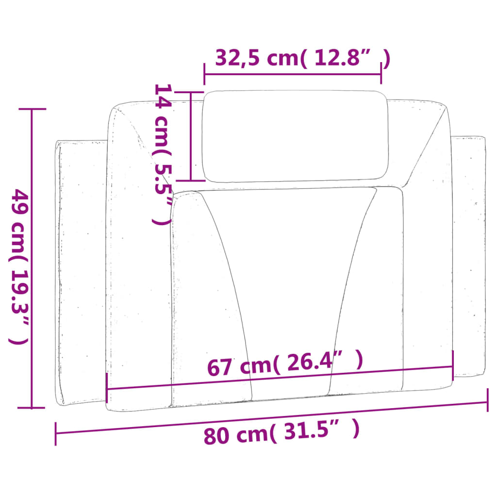 Coussin de tête de lit blanc 80 cm similicuir Têtes et pieds de lit vidaXL   