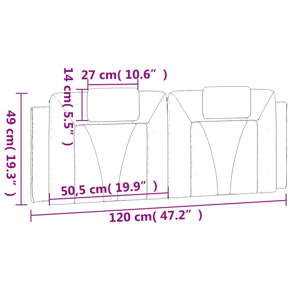 Coussin de tête de lit blanc 120 cm similicuir Têtes et pieds de lit vidaXL   