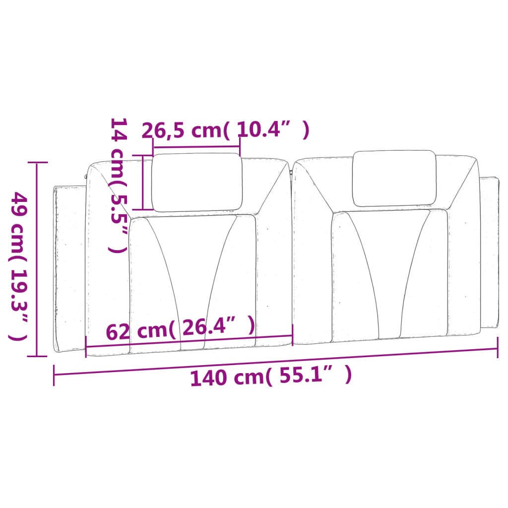 Coussin de tête de lit blanc 140 cm similicuir Têtes et pieds de lit vidaXL   