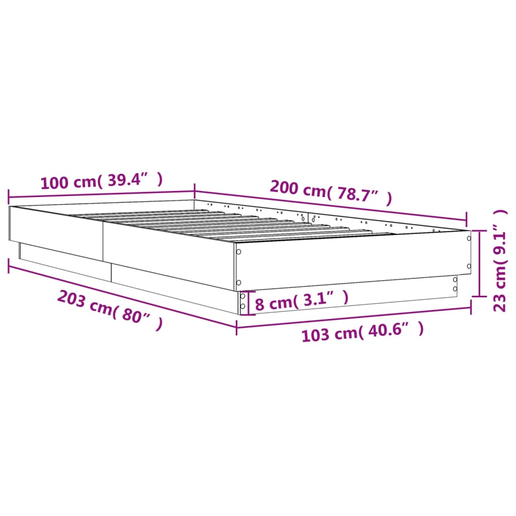 Cadre de lit chêne sonoma 100x200 cm bois d'ingénierie Lits & cadres de lit vidaXL   