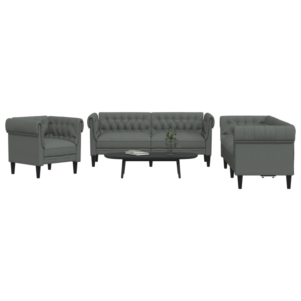 Ensemble de canapés 3 pcs gris foncé tissu Canapés vidaXL