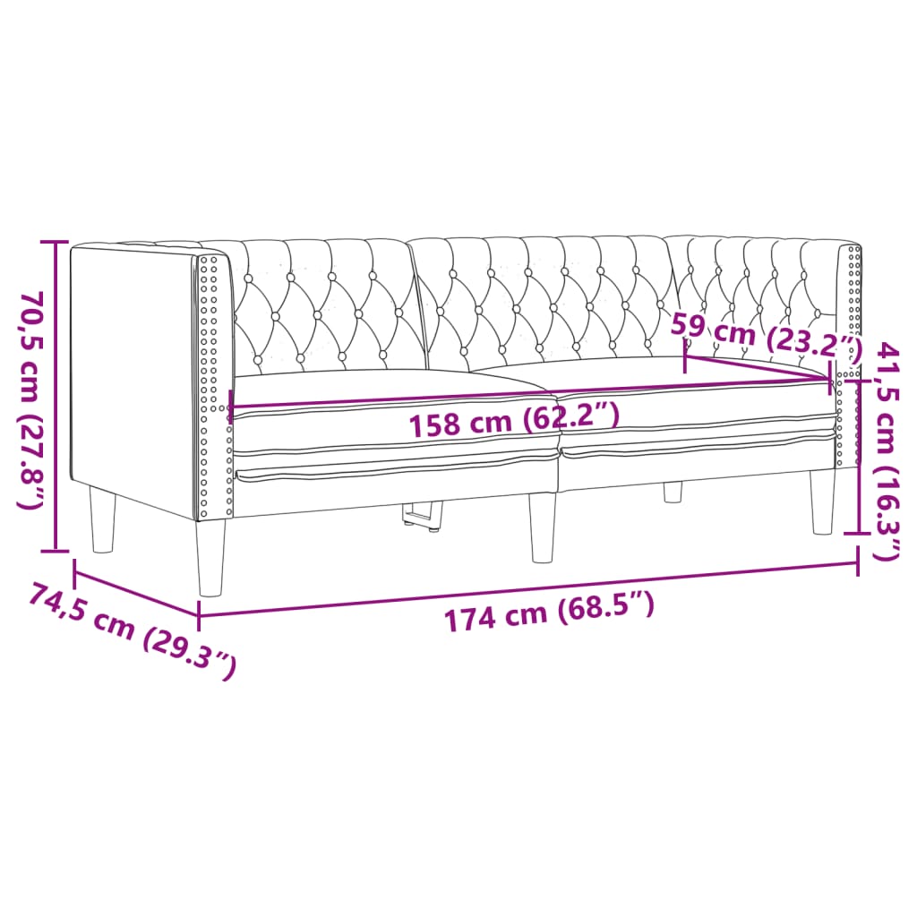 Ensemble de canapé Chesterfield 3 pcs crème similicuir Canapés vidaXL   