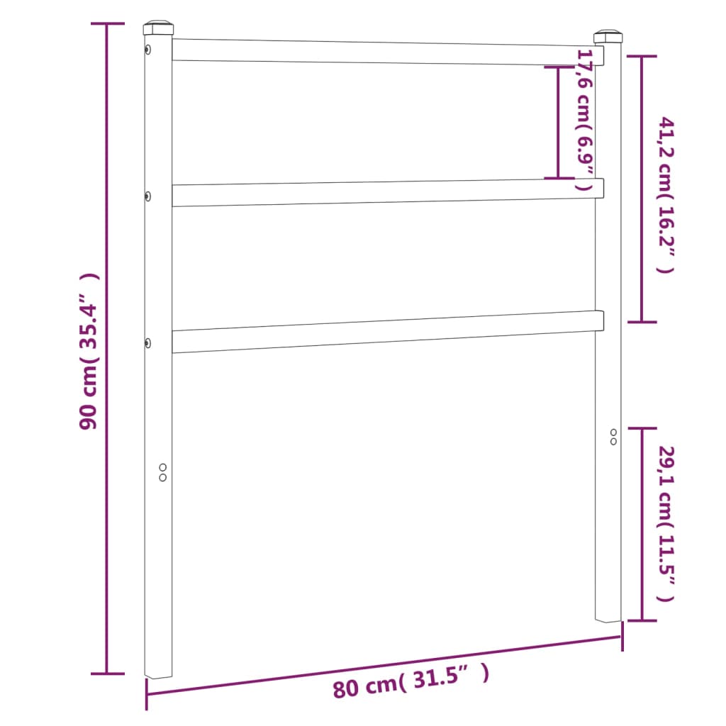 Tête de lit métal noir 75 cm Têtes et pieds de lit vidaXL   