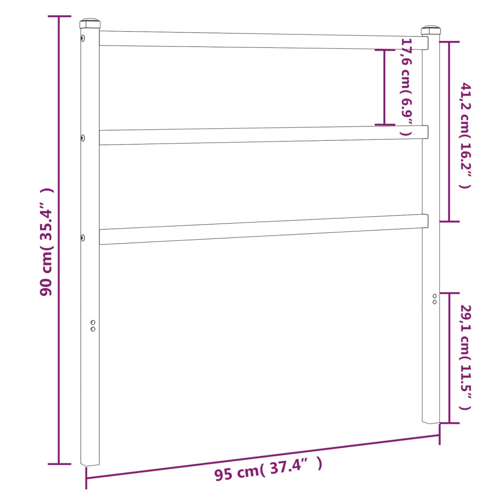 Tête de lit métal noir 90 cm Têtes et pieds de lit vidaXL   