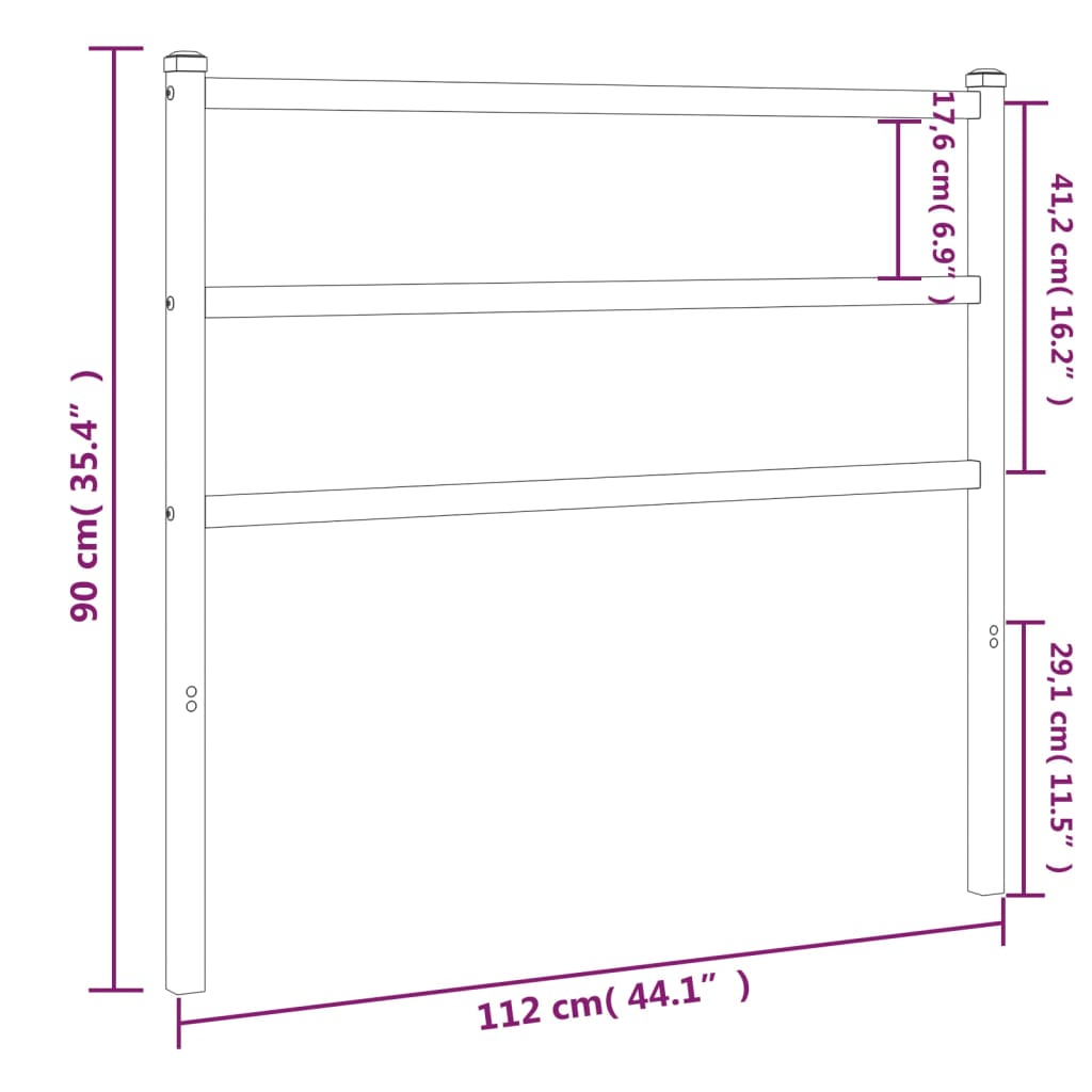 Tête de lit métal noir 107 cm Têtes et pieds de lit vidaXL   