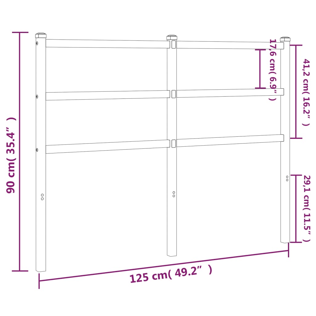 Tête de lit métal noir 120 cm Têtes et pieds de lit vidaXL   