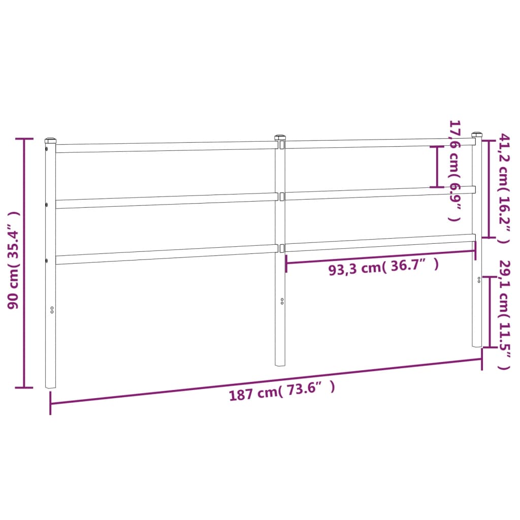 Tête de lit métal noir 180 cm Têtes et pieds de lit vidaXL   