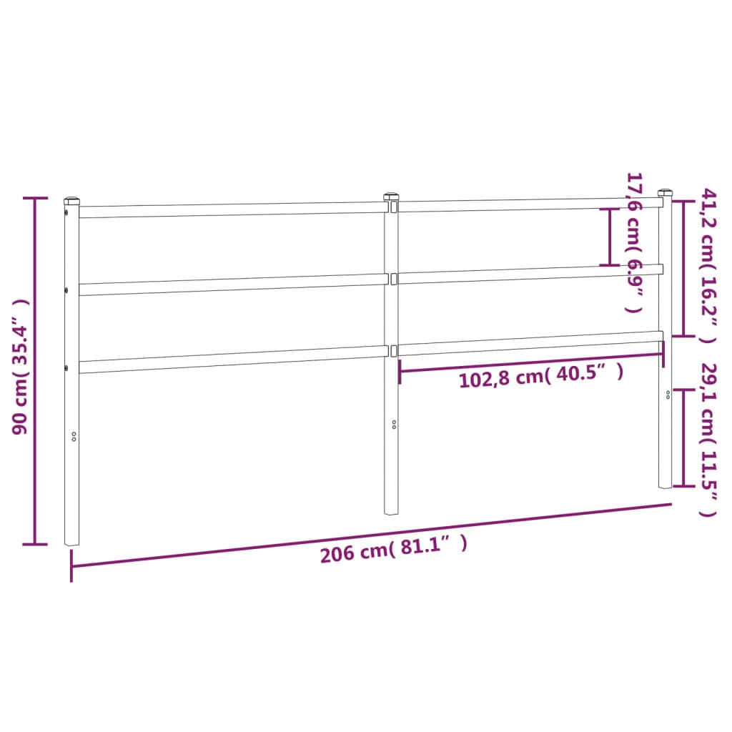 Tête de lit métal noir 200 cm Têtes et pieds de lit vidaXL   