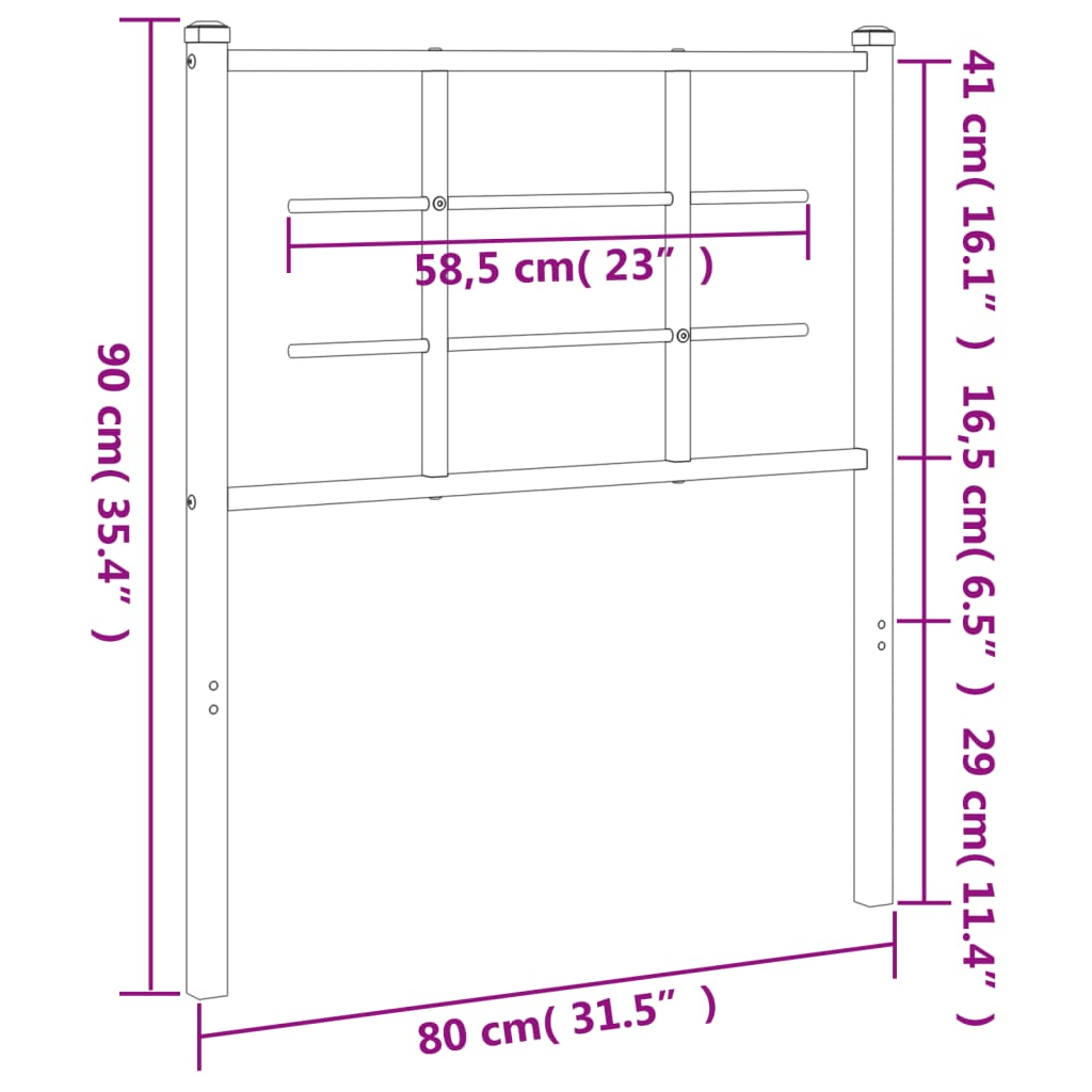 Tête de lit métal noir 75 cm Têtes et pieds de lit vidaXL   