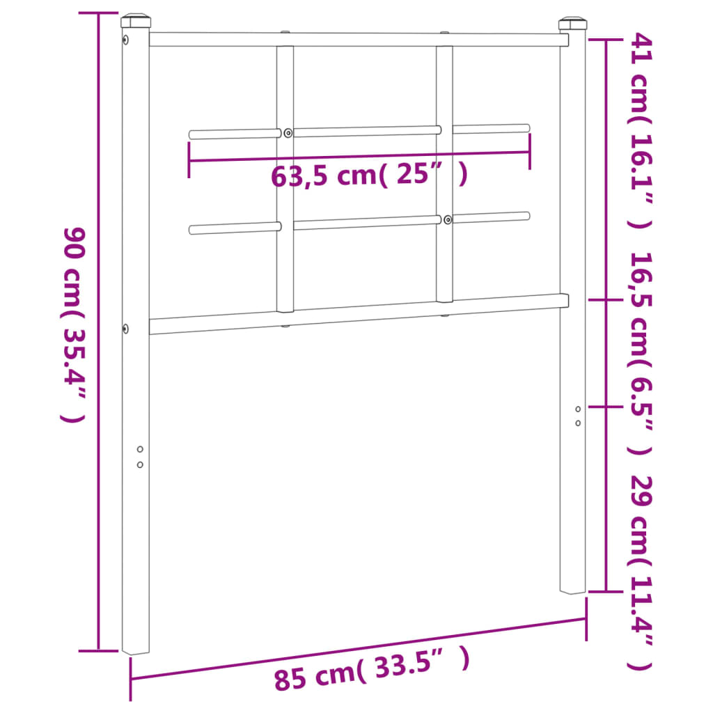 Tête de lit métal noir 80 cm Têtes et pieds de lit vidaXL   