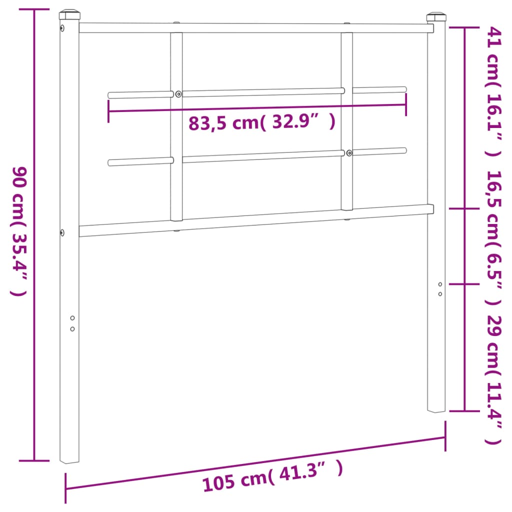 Tête de lit métal noir 100 cm Têtes et pieds de lit vidaXL   