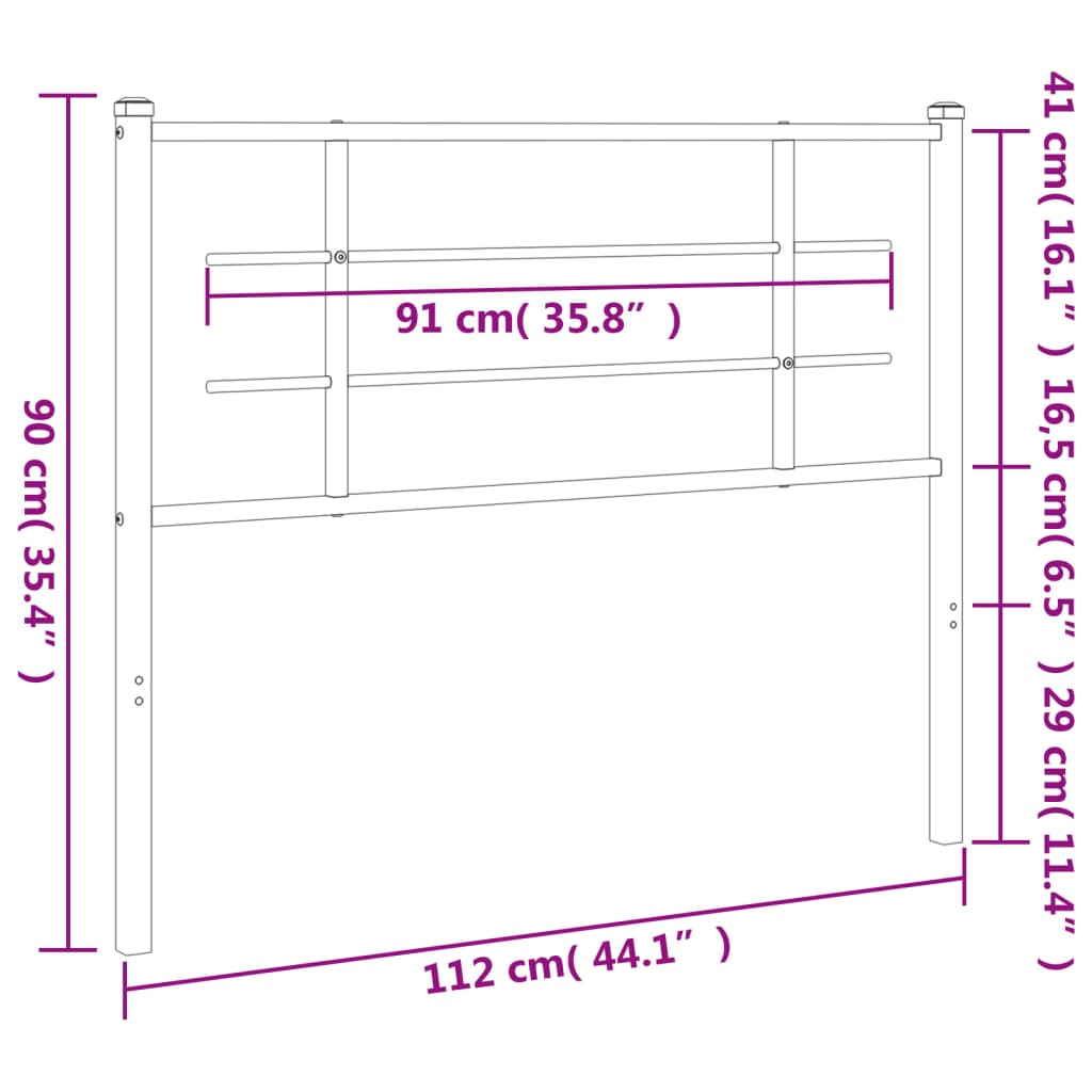 Tête de lit métal noir 107 cm Têtes et pieds de lit vidaXL   