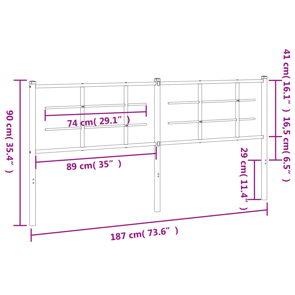 Tête de lit métal noir 180 cm Têtes et pieds de lit vidaXL   