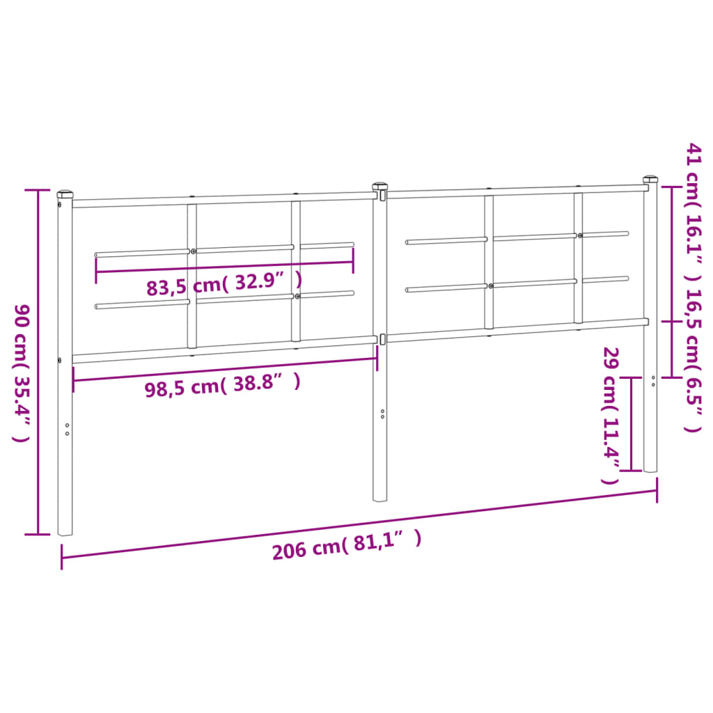 Tête de lit métal noir 200 cm Têtes et pieds de lit vidaXL   