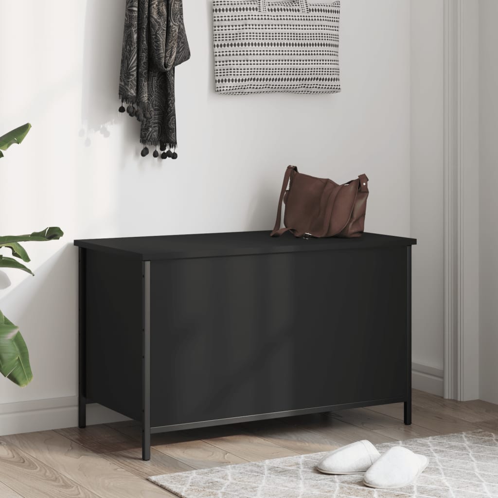 Banc de rangement noir 80x42,5x50 cm bois d'ingénierie Bancs coffres vidaXL   