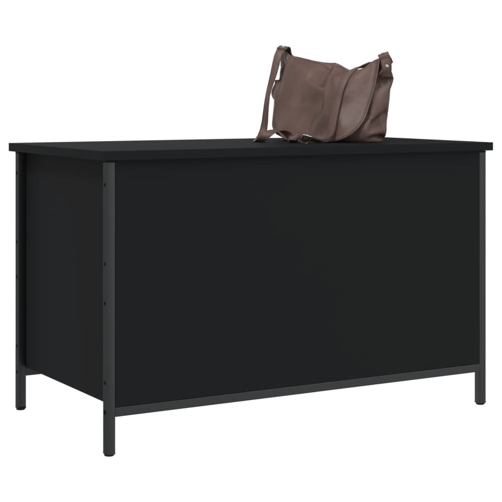 Banc de rangement noir 80x42,5x50 cm bois d'ingénierie Bancs coffres vidaXL   