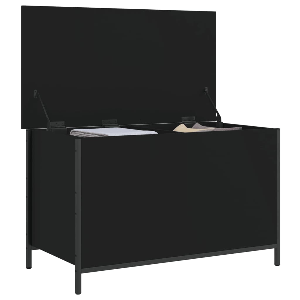 Banc de rangement noir 80x42,5x50 cm bois d'ingénierie Bancs coffres vidaXL   