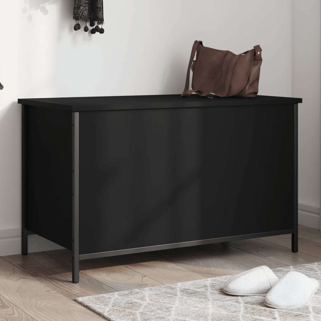 Banc de rangement noir 80x42,5x50 cm bois d'ingénierie Bancs coffres vidaXL   