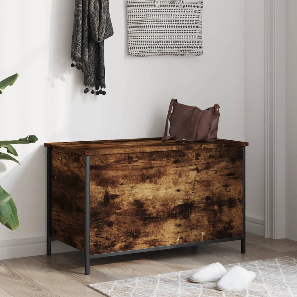 Banc de rangement chêne fumé 80x42,5x50 cm bois d'ingénierie Bancs coffres vidaXL   