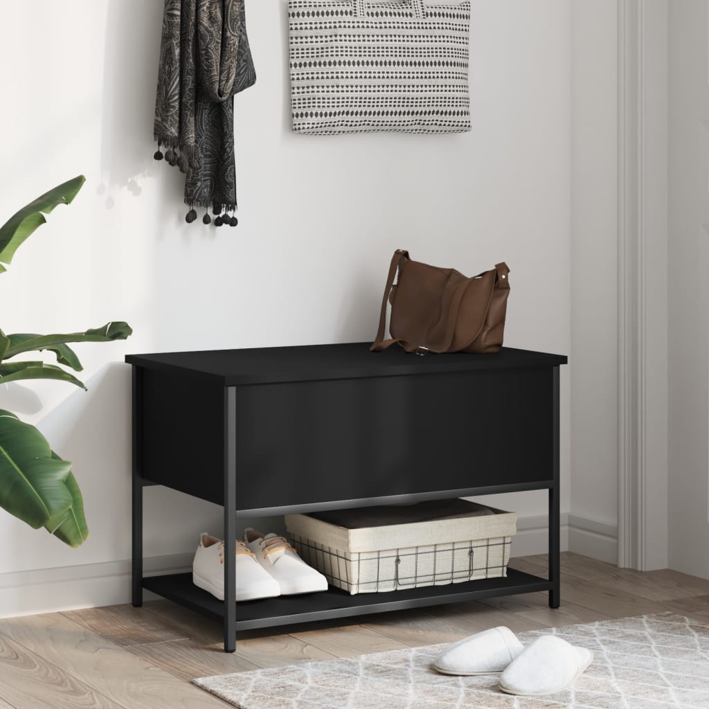 Banc de rangement noir 70x42,5x47 cm bois d'ingénierie Bancs coffres vidaXL   