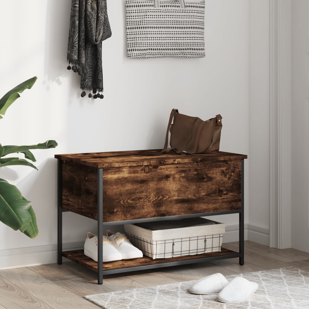 Banc de rangement chêne fumé 70x42,5x47 cm bois d'ingénierie Bancs coffres vidaXL   