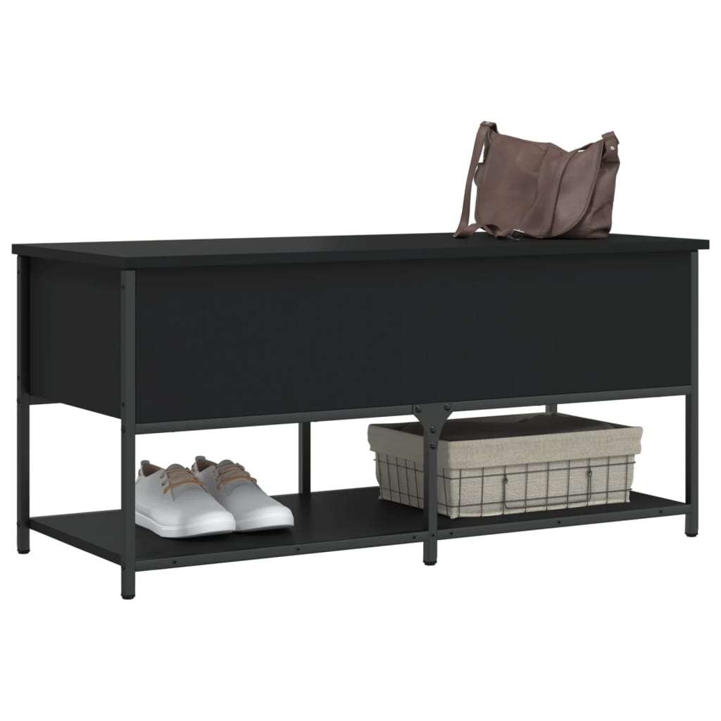 Banc de rangement noir 100x42,5x47 cm bois d'ingénierie Bancs coffres vidaXL   