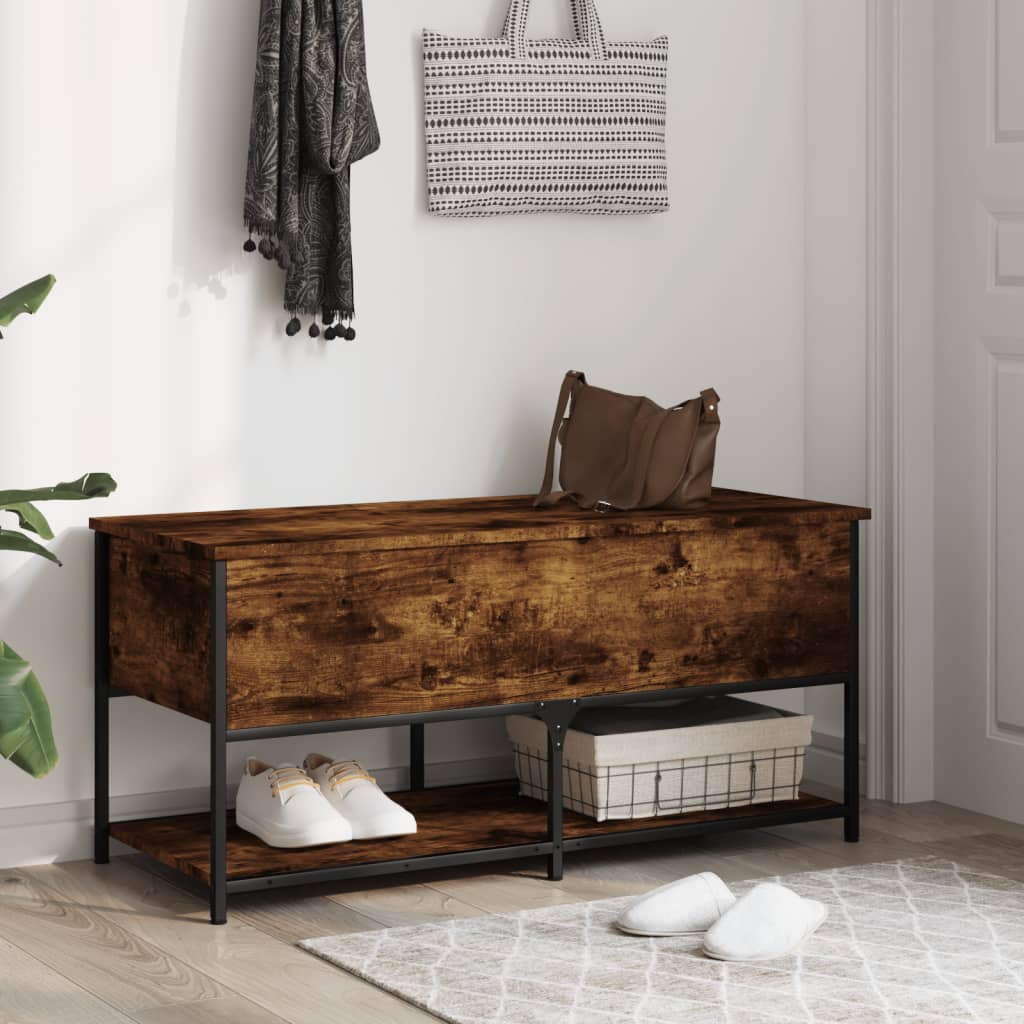 Banc de rangement chêne fumé 100x42,5x47 cm bois d'ingénierie Bancs coffres vidaXL   