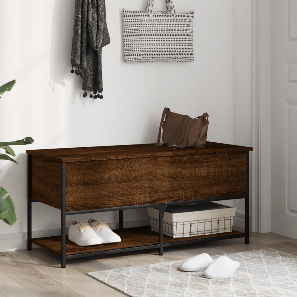 Banc de rangement chêne marron 100x42,5x47 cm bois d'ingénierie Bancs coffres vidaXL   